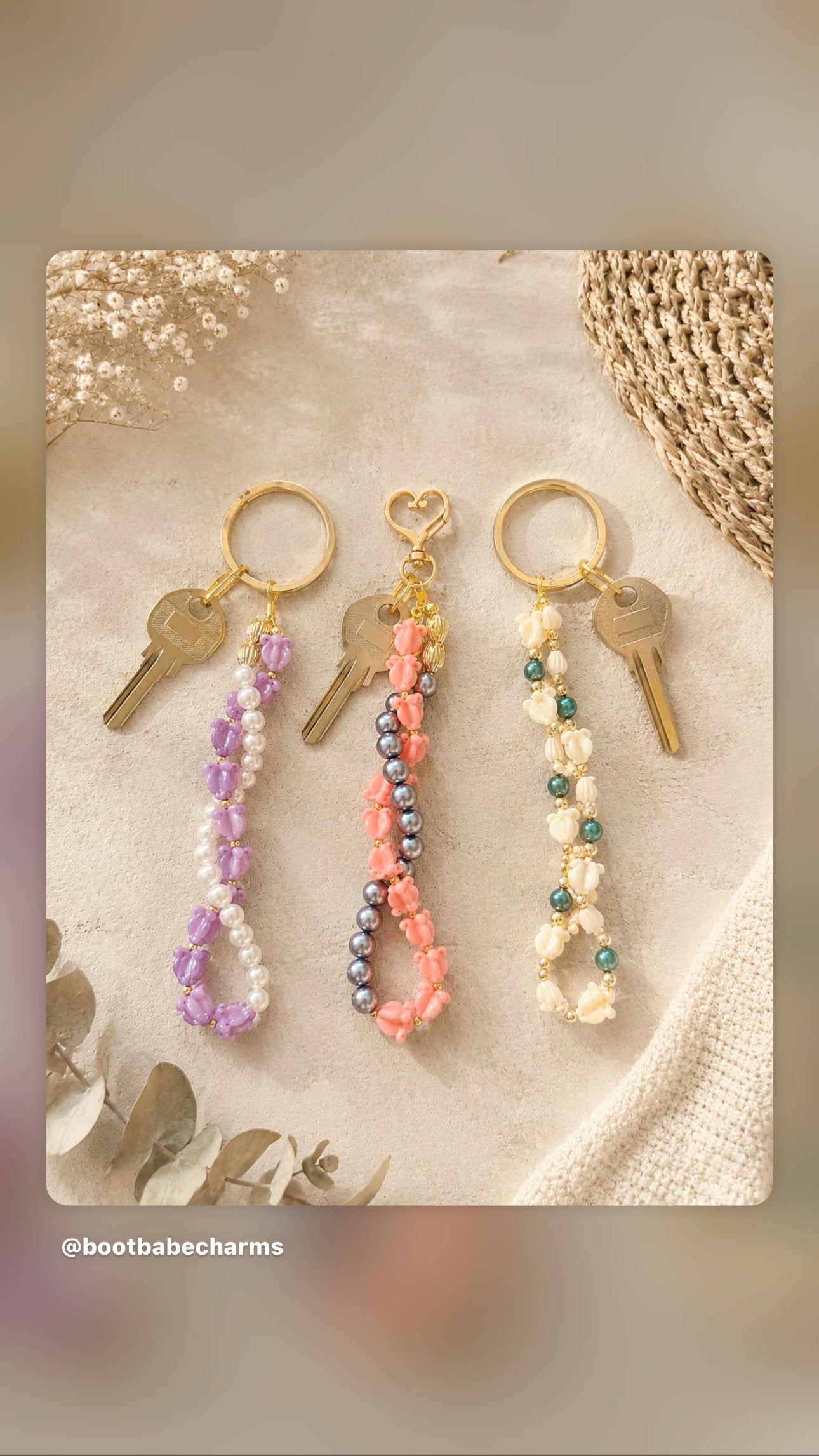 Hawaiian twisted lei key/ bag charms